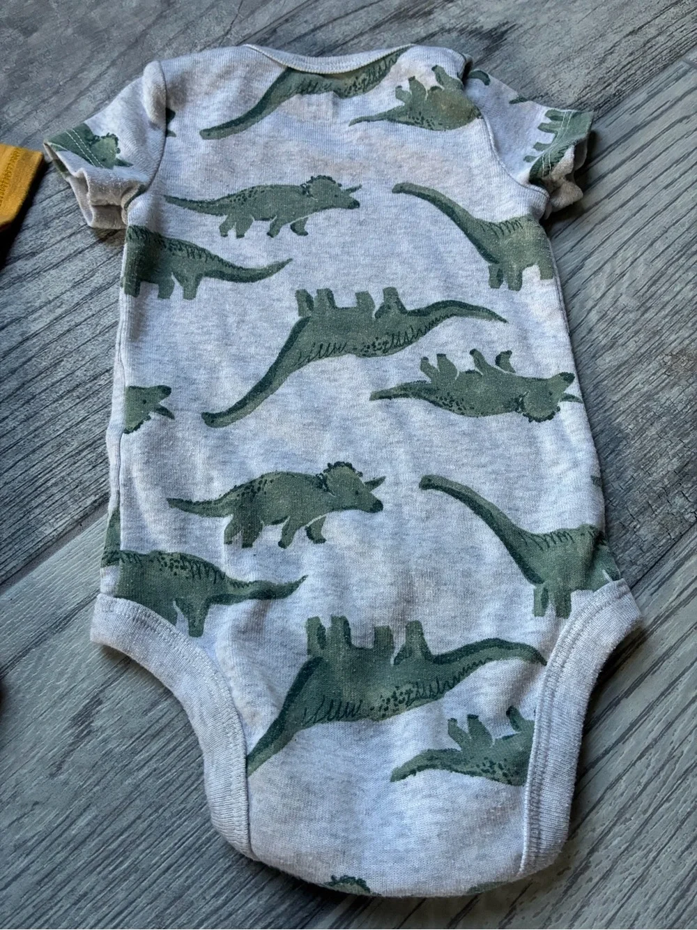 Carter's Dino One-Piece Bodysuit Set - Mustard and Gray with Green Dino Print